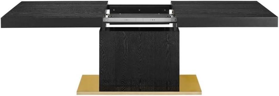 Modway Vector Expandable Modern Wood Dining Table in Walnut/Gold