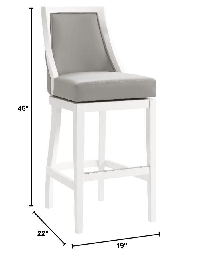 Alaterre Ellie 19" Wide Solid Rubber Wood Frame Linen Fabric Counter Height Swivel Stool With Back