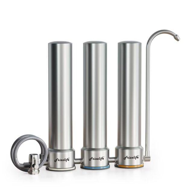 Frizzlife DS99 Dual Countertop Water Filter System, 8-Stage Stainless Steel Faucet Water Filtration System