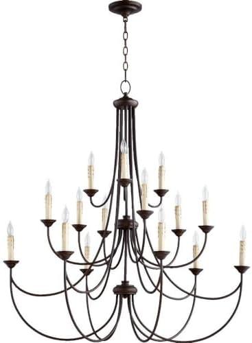 Quorum International 6250-15 Brooks 15 Light 3 Tier Candle Style Chandelier - Bronze