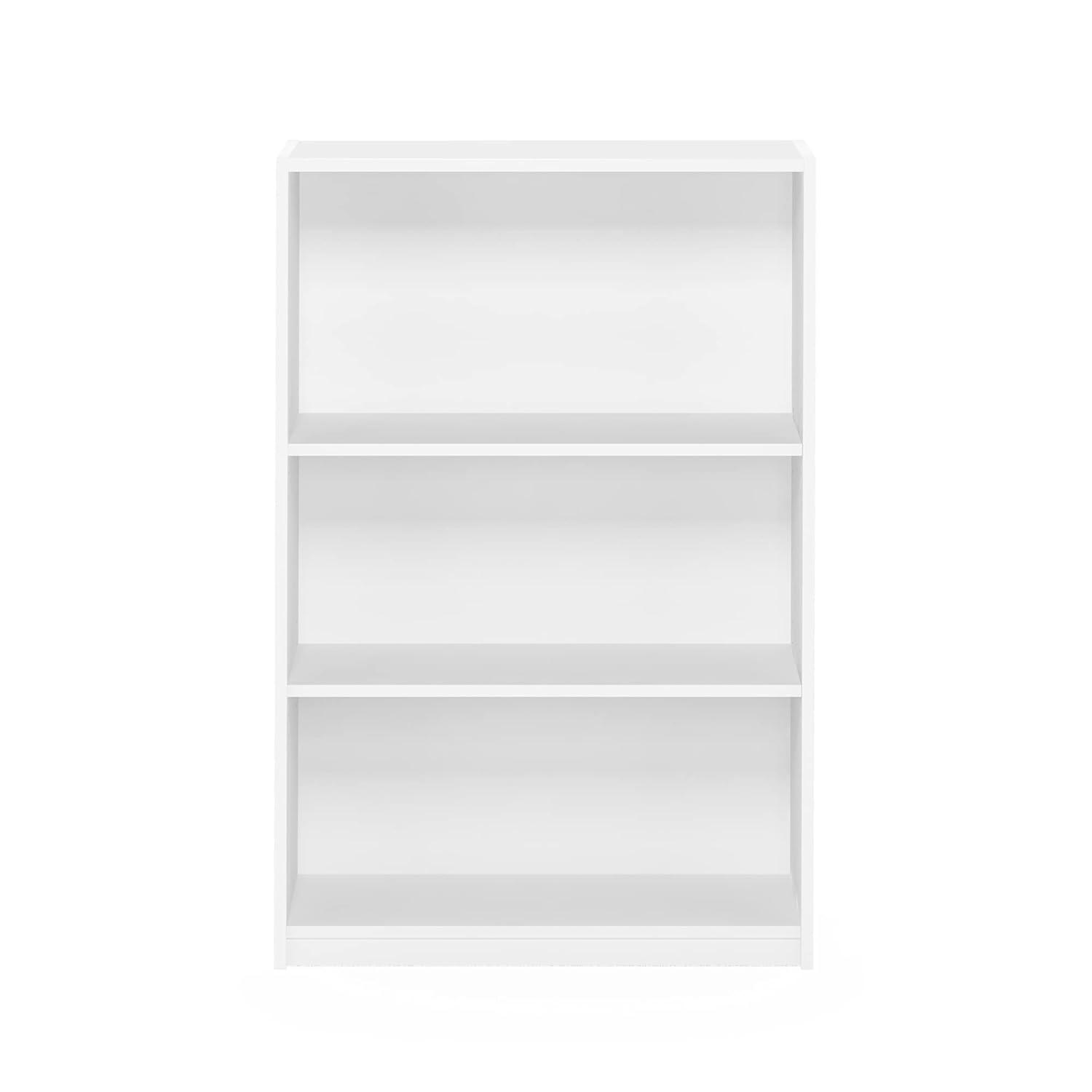 Furinno 3-Tier Bookcase with Adjustable Shelves for Study Home Office Kids Room,White