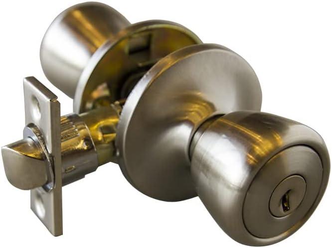 Design House Terrace 6-Way Universal Keyed Entry Door Knob, Satin Nickel