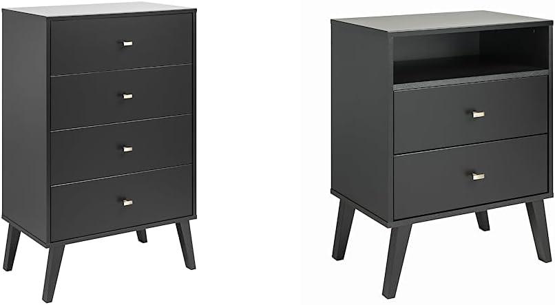 Milo Mid Century Modern 4 Drawer Chest Cherry - Prepac: Sleek Bedroom Storage Solution