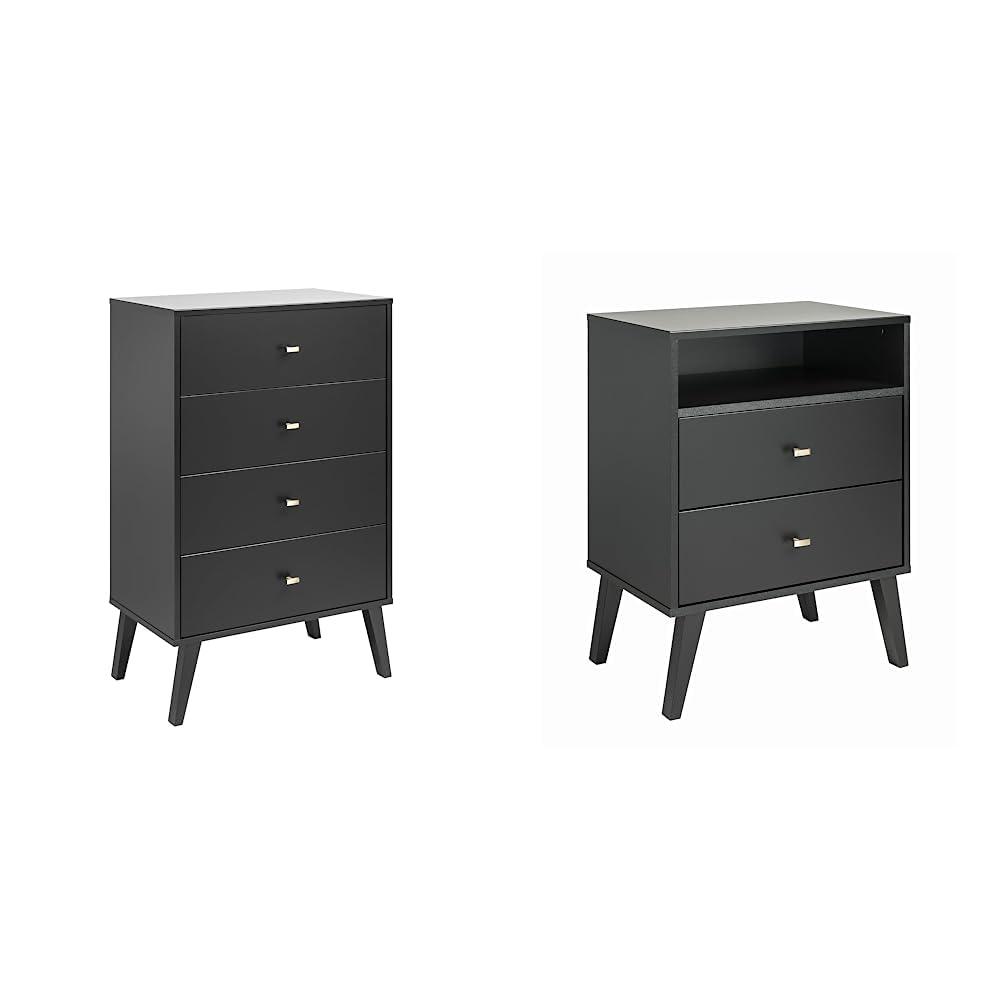 Milo Mid Century Modern 4 Drawer Chest Cherry - Prepac: Sleek Bedroom Storage Solution
