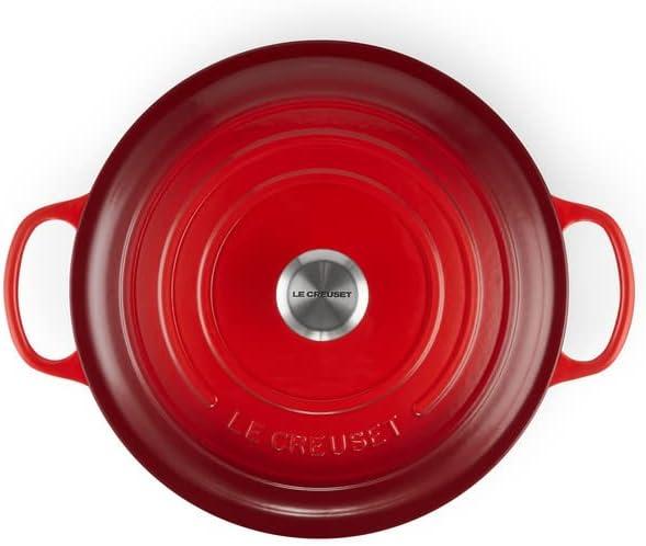 Cerise Enameled Cast Iron Round Dutch Oven, 6.75 qt