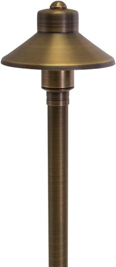 VOLT Flat Hat 12V Brass Path Light (5" Shade, 25" Tall)