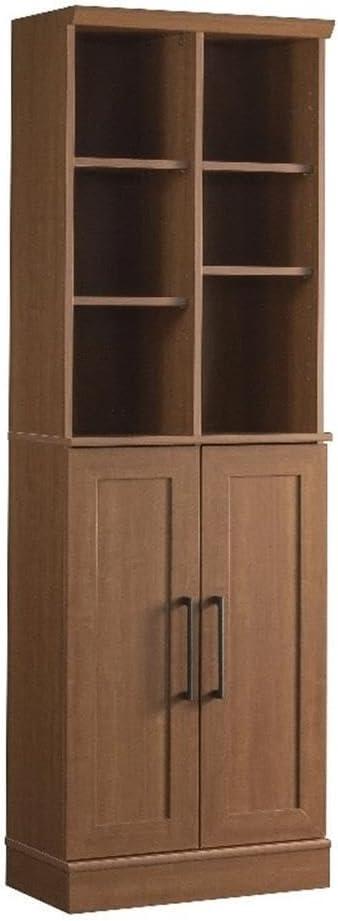 Sienna Oak Adjustable Shelving Tall Storage Cabinet