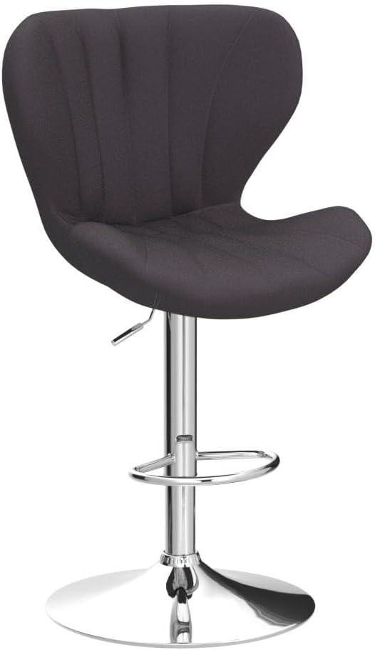 Gray Velvet Adjustable Swivel Barstools with Chrome Base, Set of 2