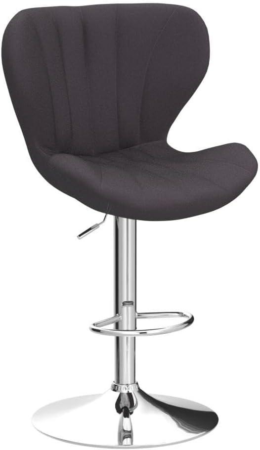 Roundhill Furniture Ellston Velvet Adjustable Swivel Barstools in Gray, Set of 2, Grey