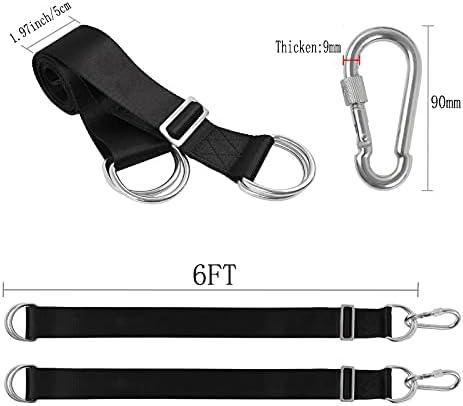 6ft Black Nylon Tree Swing Straps with Carabiners