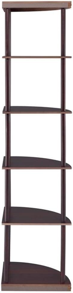 Bonwick 5-shelf Metal Frame Corner Bookshelf Cappuccino