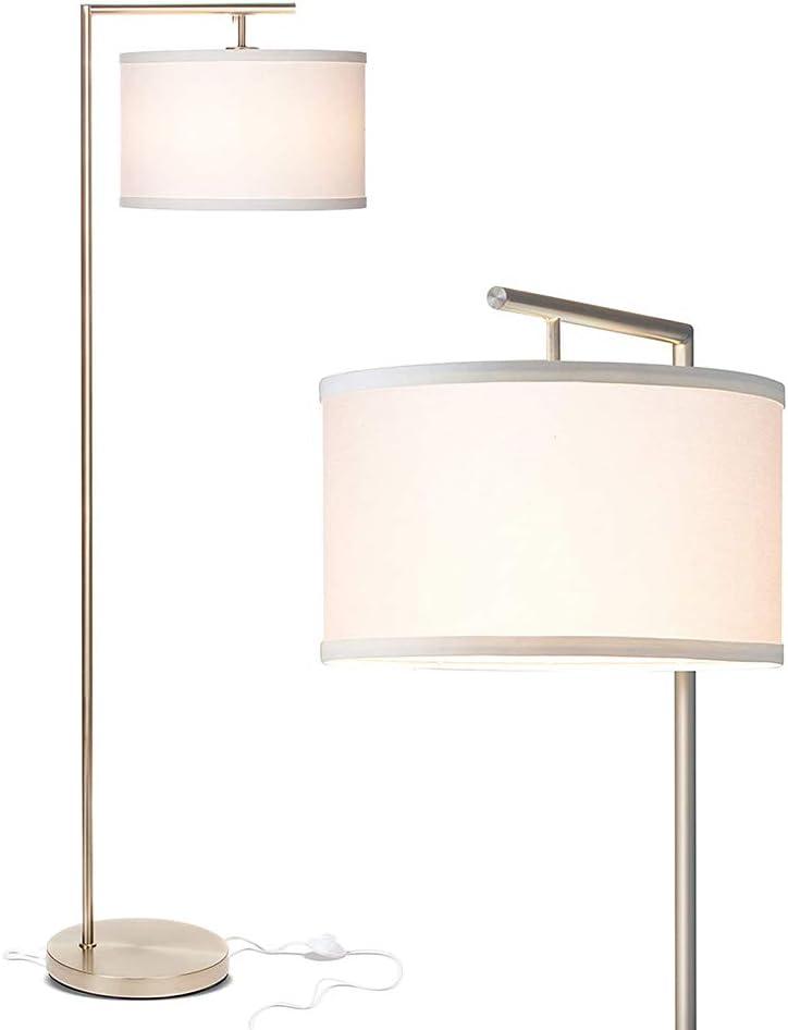 Montage Modern 60 in. Mid-Century Modern LED Floor Lamp with White Fabric Drum Shade