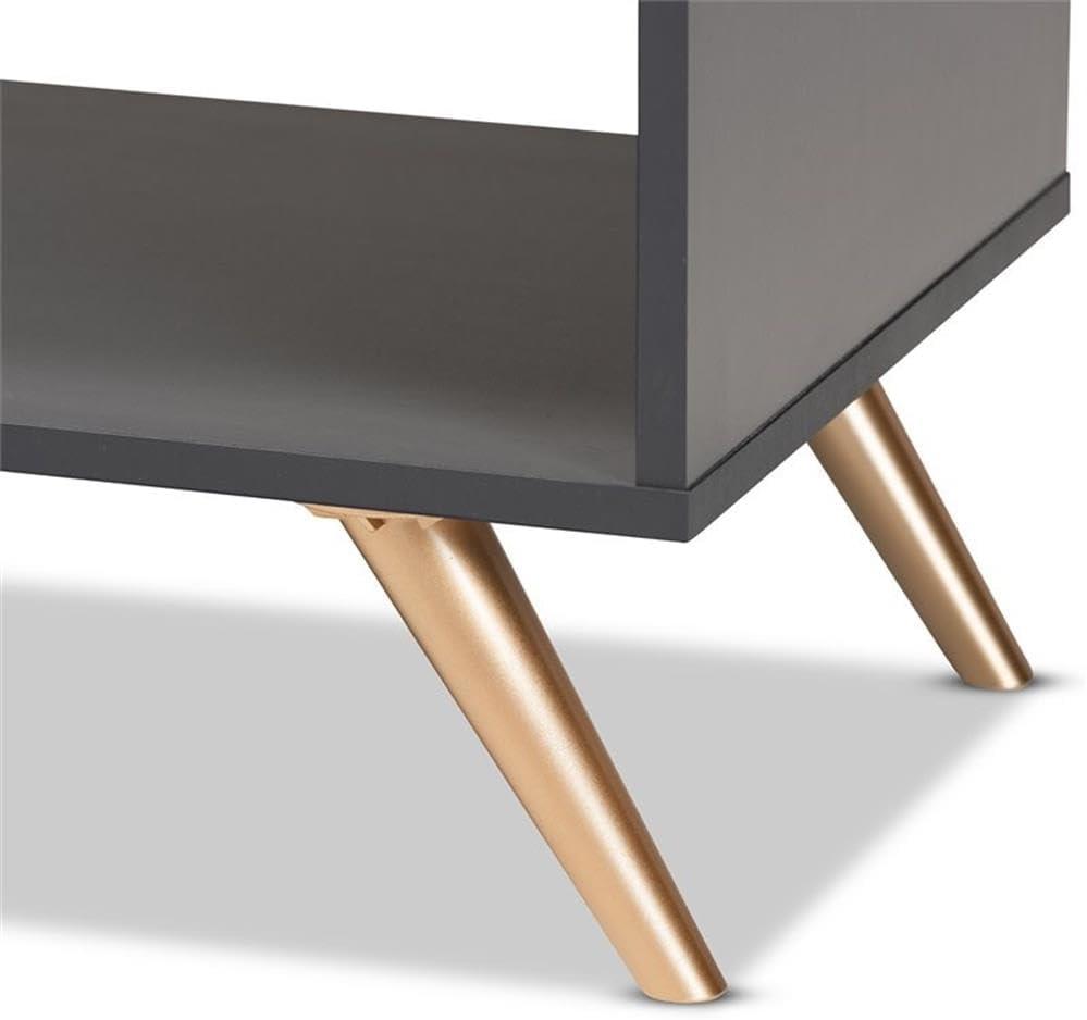 Kelson Wood Coffee Table Dark Gray/Gold - Baxton Studio