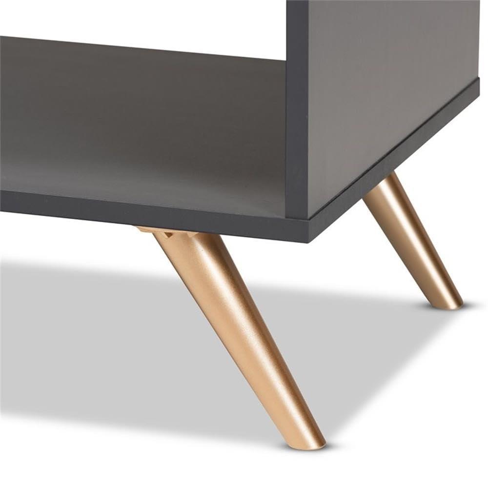 Kelson Wood Coffee Table Dark Gray/Gold - Baxton Studio