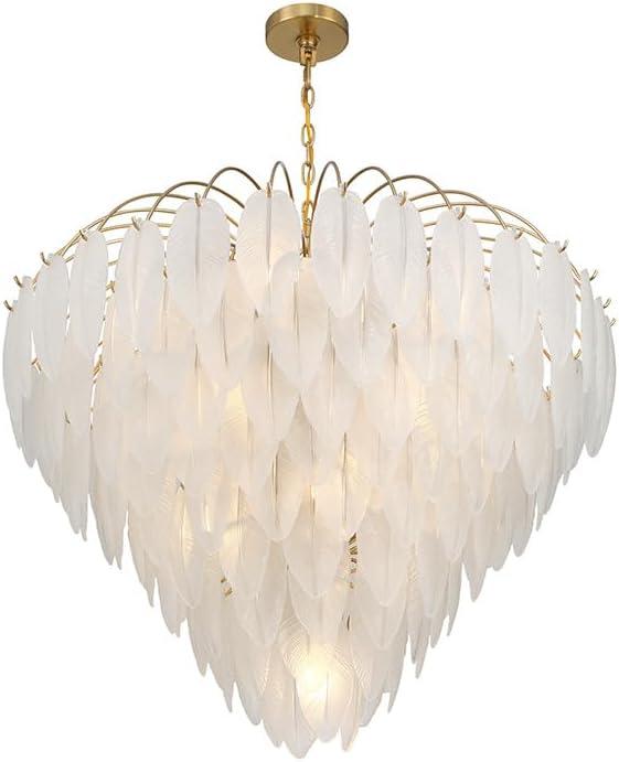 Boa 15-Light Chandelier with Warm Brass and Frosted Glass