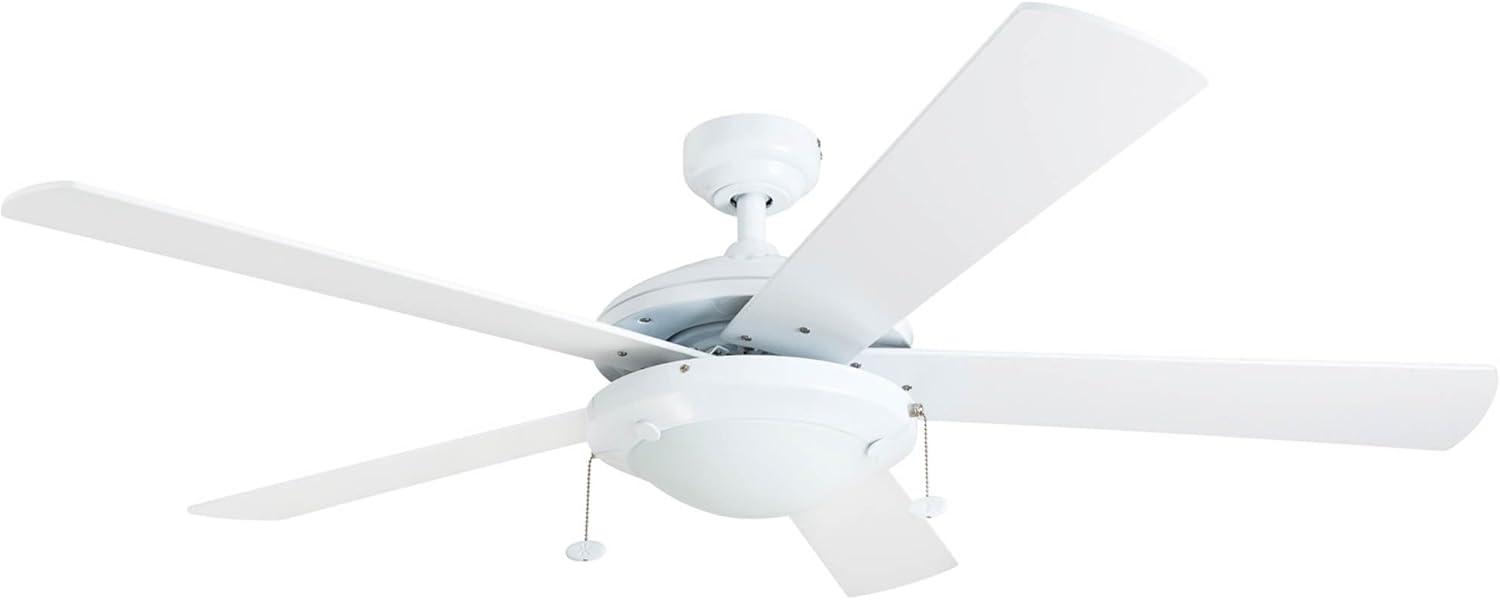 Prominence Home Bolivar 52" White Ceiling Fan with 5 Blades, Integrated LED Light Kit, Pull Chains & Reverse Airflow