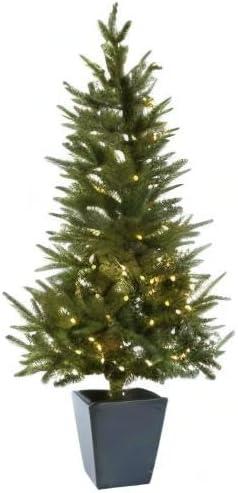 Nearly Natural 4.5-ft Christmas Tree with Clear Lights & Decorative Planter