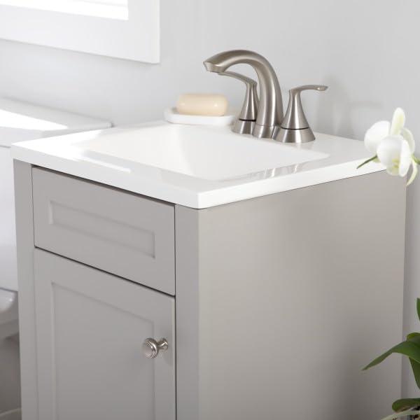 Spring Mill Cabinets Wyre 18 Inch Bathroom Vanity with White Single Sink Top, 1-Door Cabinet, 18.5" W x 16.68" D x 33.13" H, Gray