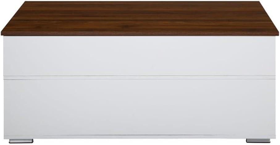 Aafje 49" Coffee Tables Oak/White Finish - Acme Furniture: Rectangular Living Room Table with Adjustable Shelves, Drawer
