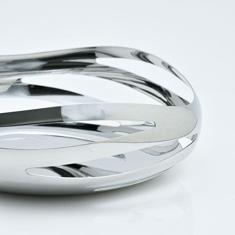 Abstract Silver Stainless Steel Bread and Fruit Basket