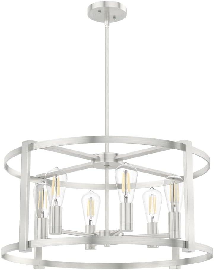 Hunter 26 inch Astwood Brushed Nickel 6 Light Chandelier Ceiling Light Fixture