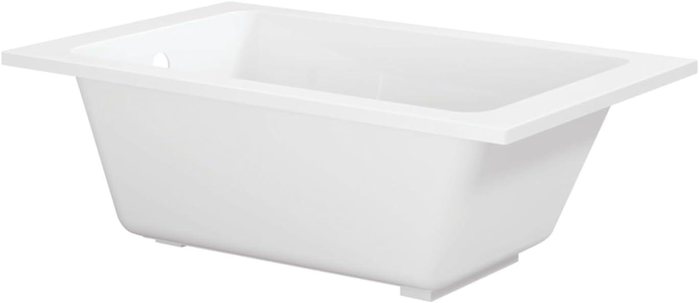 Kingston Brass Aqua Eden 54-Inch Acrylic Rectangular Drop-In Tub with Anti-Skid Surface