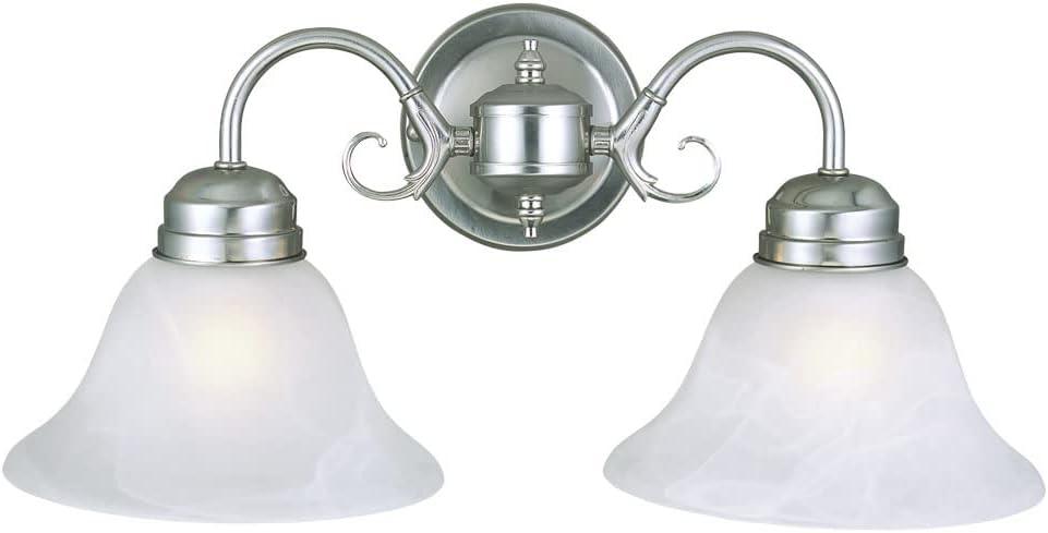 Design House 511600 Millbridge Wall Light Traditional 2-Light Indoor Dimmable Light with Alabaster Glass for Bathroom Hallway Foyer, Satin Nickel