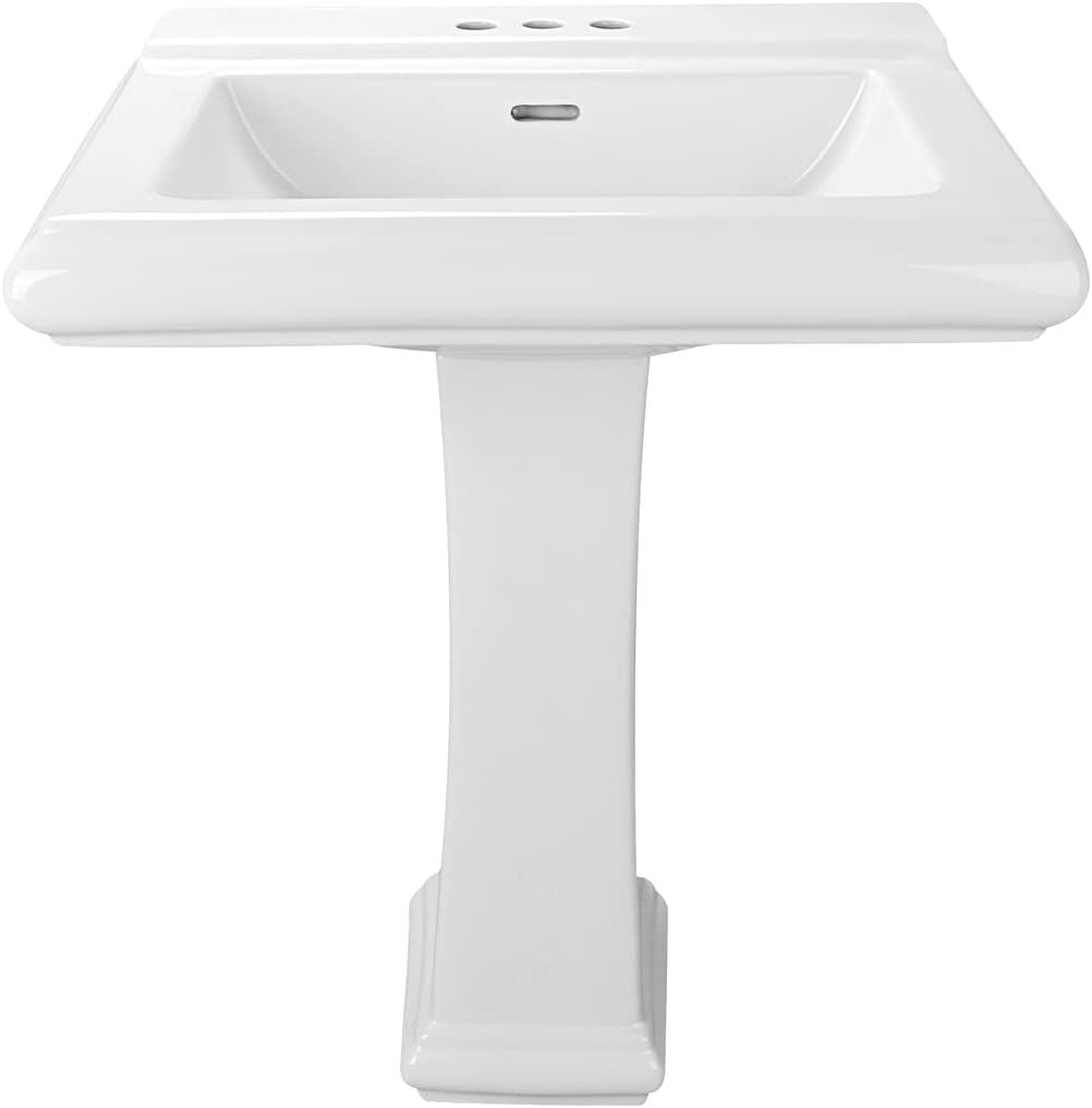 Apex 34" Tall Rectangular Vitreous China Pedestal Bathroom Sink with Overflow