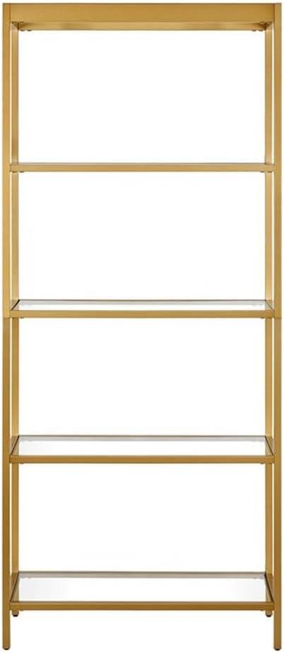 Evelyn&Zoe Alexis 30" Wide Rectangular Bookcase, Brass