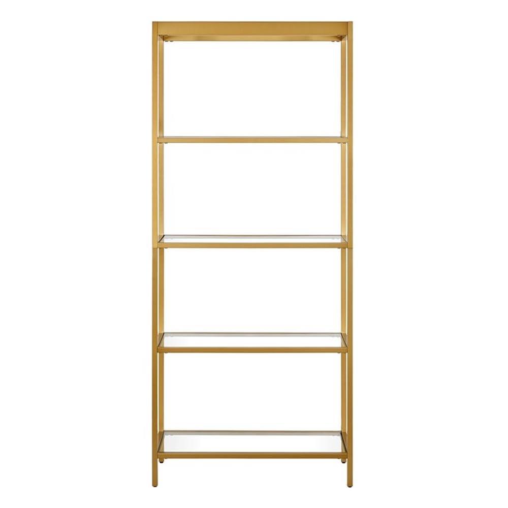 Evelyn&Zoe Alexis 30" Wide Rectangular Bookcase, Brass