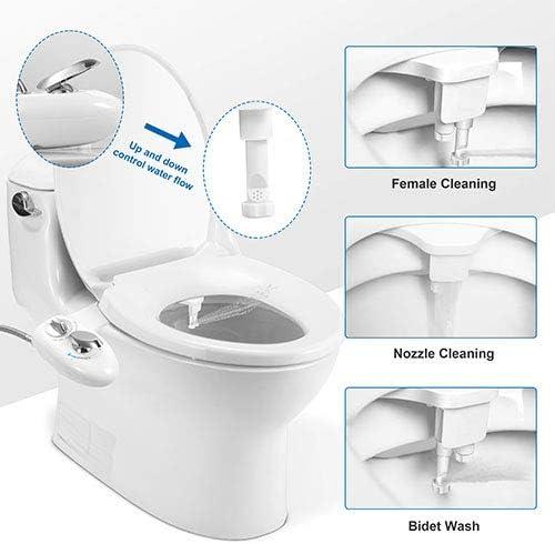 iMountek "Cold Water Spray Bidet with Self-Cleaning Dual Nozzle & Feminine Wash – Non-Electric Toilet Seat" White