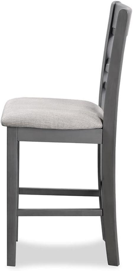 Gray Counter Height 5-Piece Dining Set with Round Table and 4 Chairs