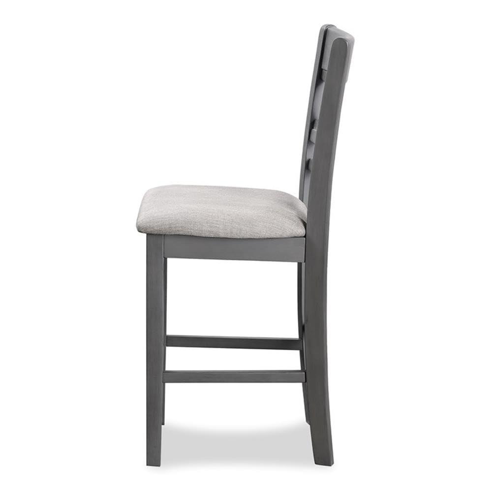 Gray Counter Height 5-Piece Dining Set with Round Table and 4 Chairs