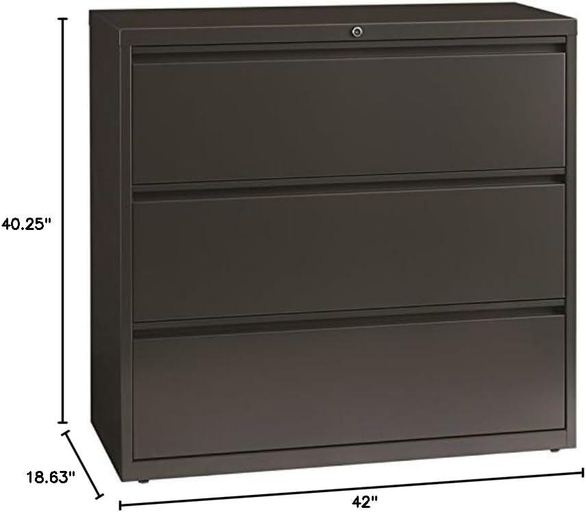 Charcoal 42" Wide 3-Drawer Steel Lateral File Cabinet