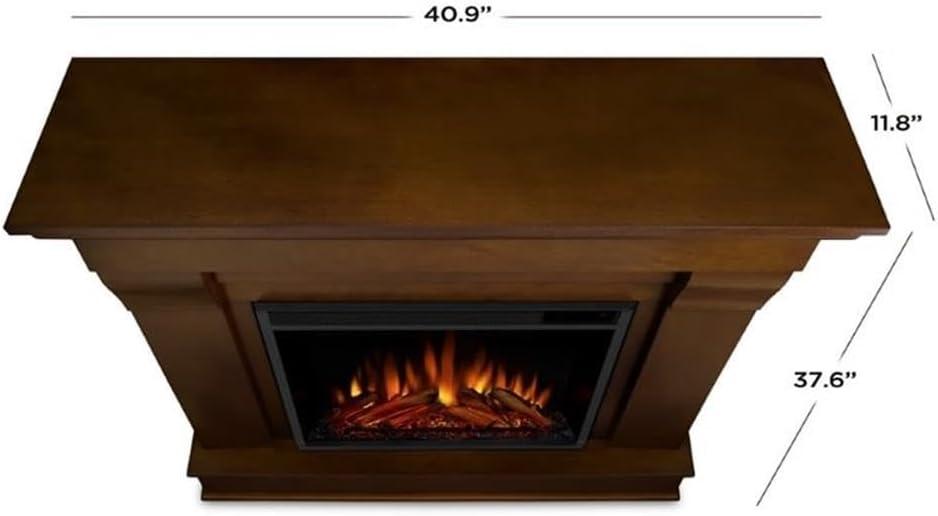 Espresso Solid Wood Electric Fireplace Mantel with Adjustable LED Flame