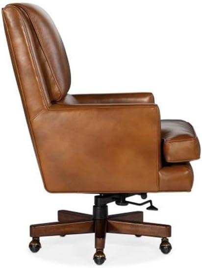 Voyage Cedar Brown Leather High Back Swivel Chair