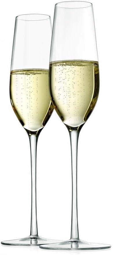 NutriChef 2 Pcs. of Crystal Champagne Flutes - Ultra Clear, Elegant Champagne Glasses, Hand Blown