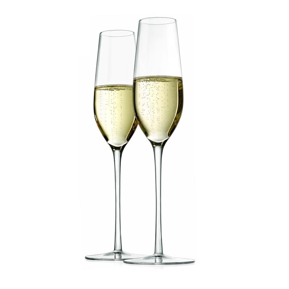 NutriChef 2 Pcs. of Crystal Champagne Flutes - Ultra Clear, Elegant Champagne Glasses, Hand Blown