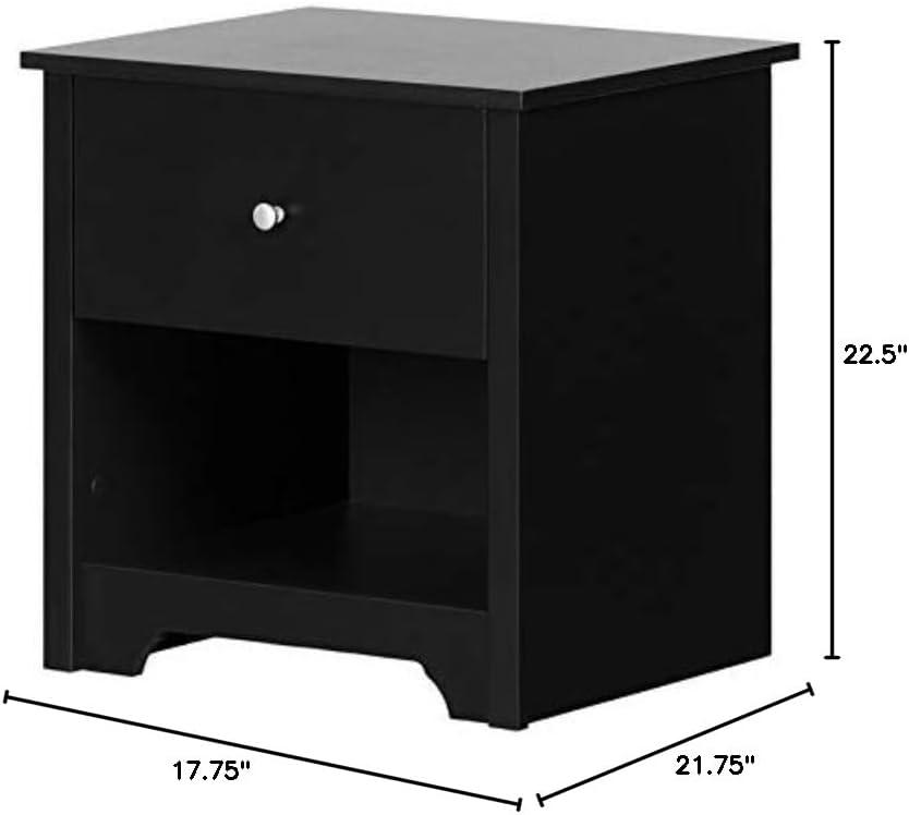 South Shore Vito 1-Drawer Nightstand - End Table with Storage Black