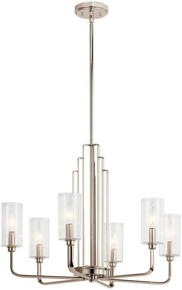 Kimrose™ 6 Light Chandelier with Clear Fluted Glass Brushed Natural Brass