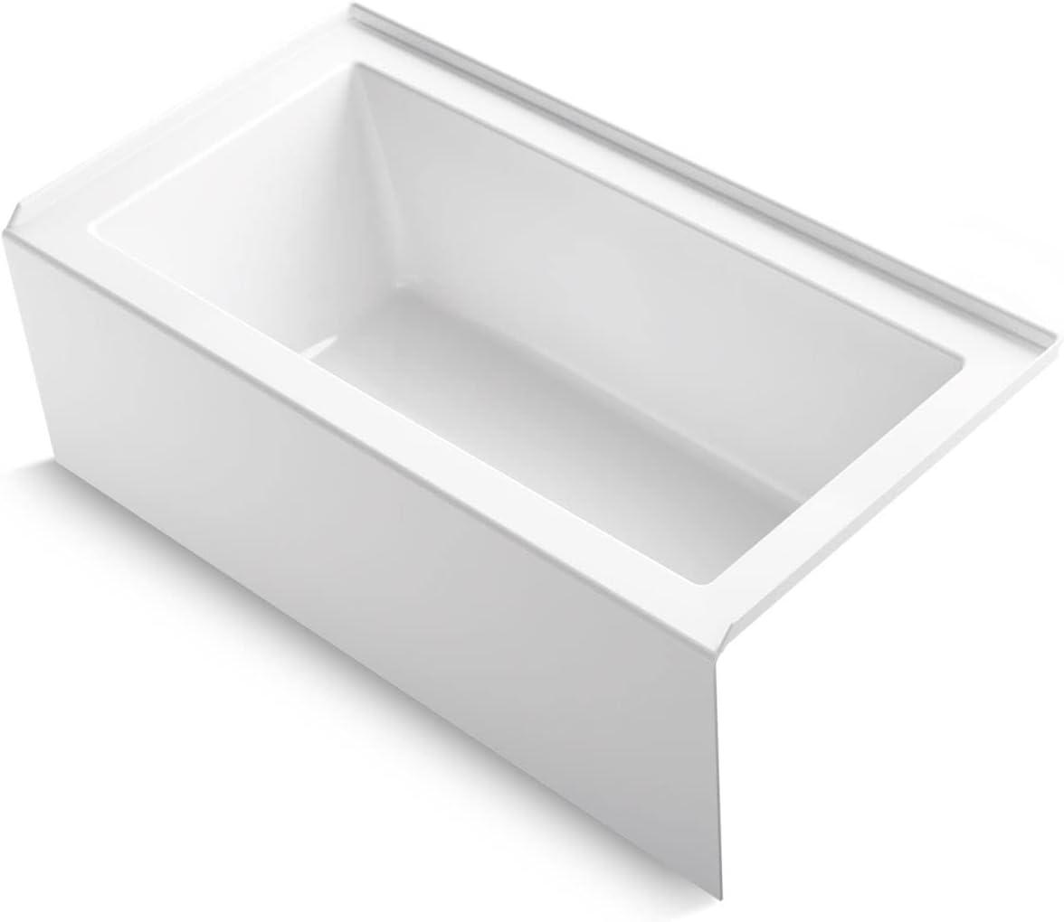 White Acrylic 60" x 32" Alcove Soaking Bathtub