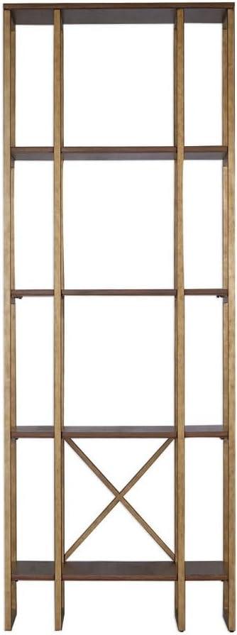 Karishma Transitional 86'' Antique Gold Metal Etagere