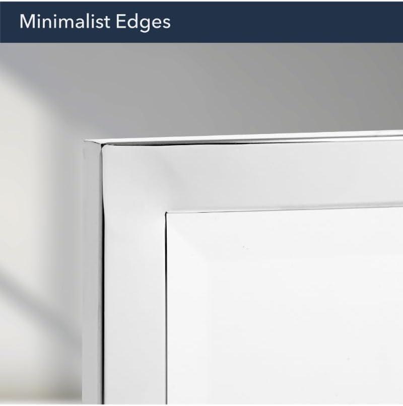 Head West Brushed Chrome Framed Bathroom Mirror - Beveled Edge Rectangle Vanity Mirror - Modern Living Room Accent and Home Decor with Vertical and Horizontal Mount - 24" x 30"