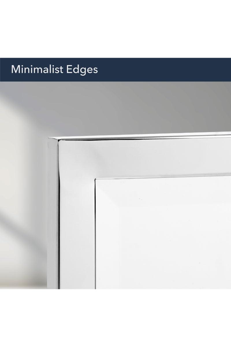 Head West Brushed Chrome Framed Bathroom Mirror - Beveled Edge Rectangle Vanity Mirror - Modern Living Room Accent and Home Decor with Vertical and Horizontal Mount - 24" x 30"