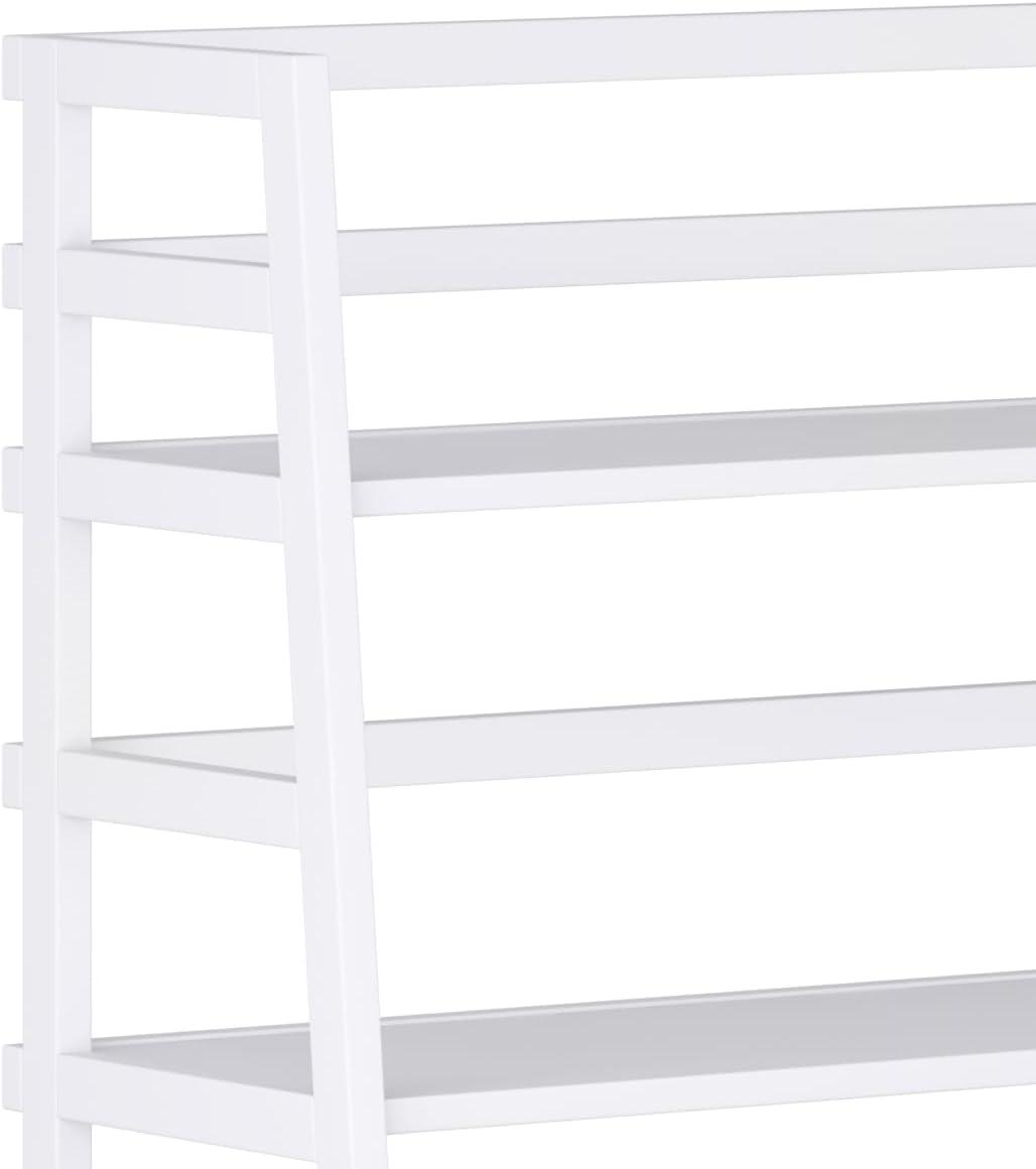 Simpli Home Acadian Ladder Shelf Bookcase in White