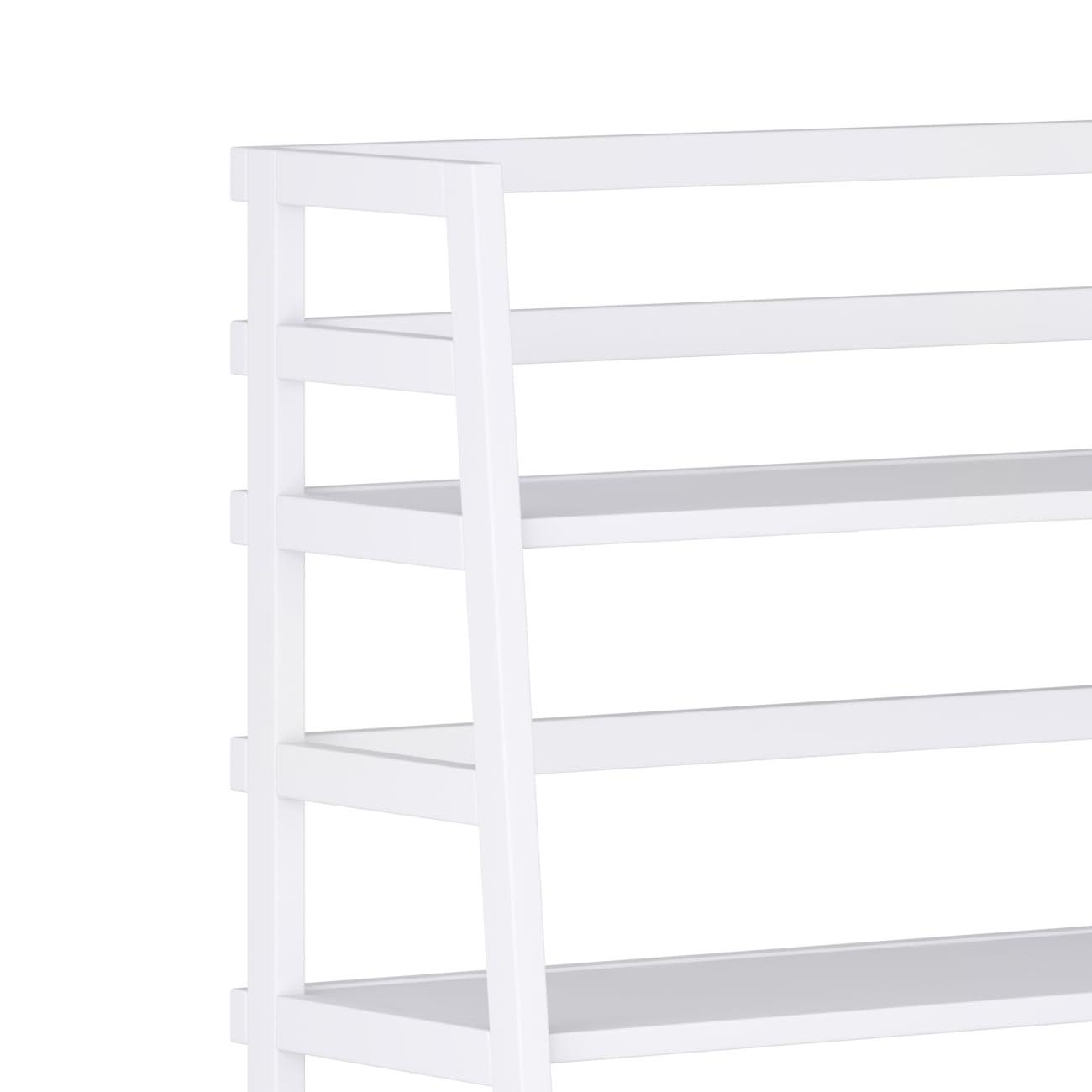 Simpli Home Acadian Ladder Shelf Bookcase in White