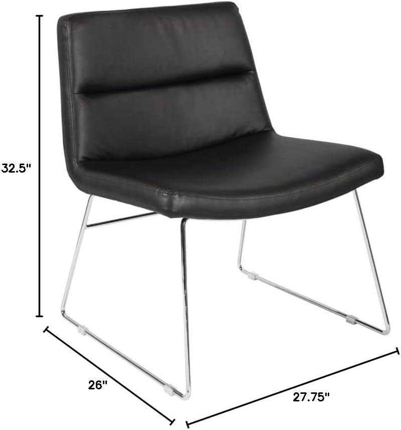 Thompson Chair in White Faux Leather with Chrome Sled Base