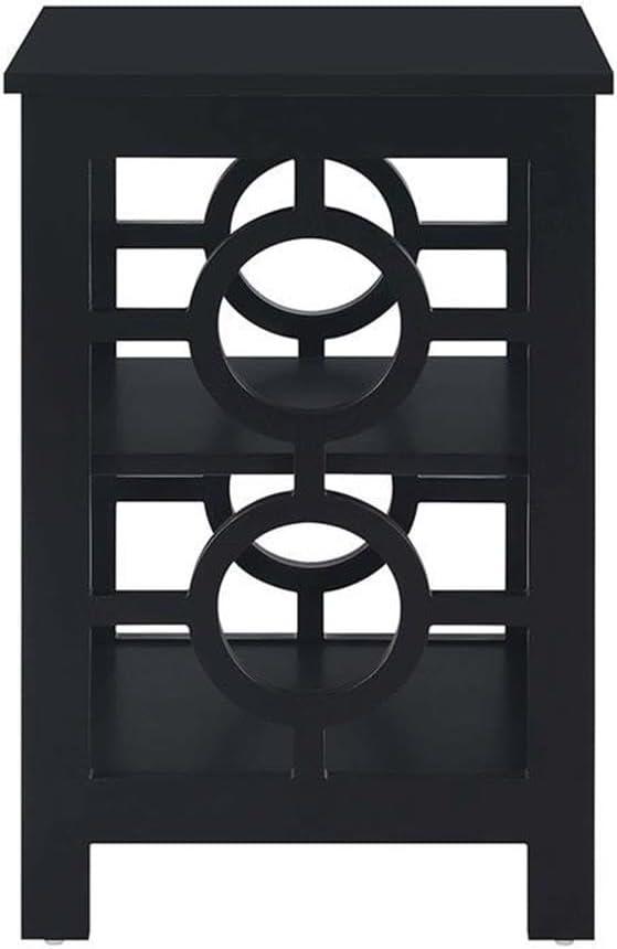 Sleek Black Square Ring End Table with Circle Cut-Outs