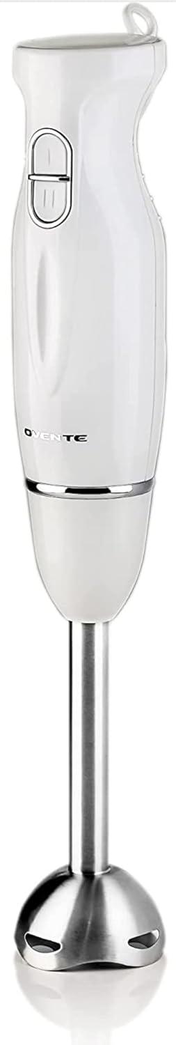 OVENTE Electric Immersion Hand Blender, 2 Mixing Speed w/ Stainless Steel Blades, White HS560W