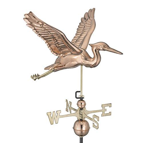 Elegant Blue Heron 24" Rooftop Weathervane in Polished Copper